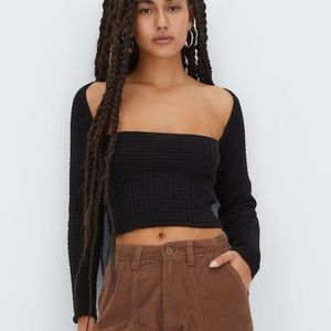 NWT Stradivarius Black Long Sleeve Knitted Top